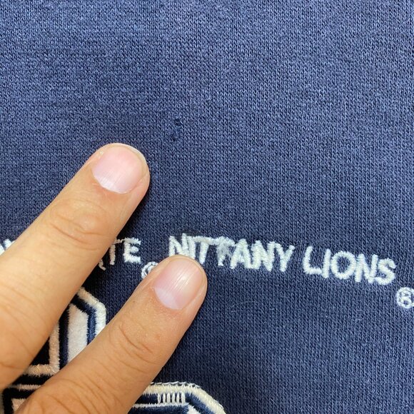 VINTAGE Penn State Nittany Lions Sweatshirt Mens L Navy OBV 1/4 Zip Pullover - Picture 4 of 15
